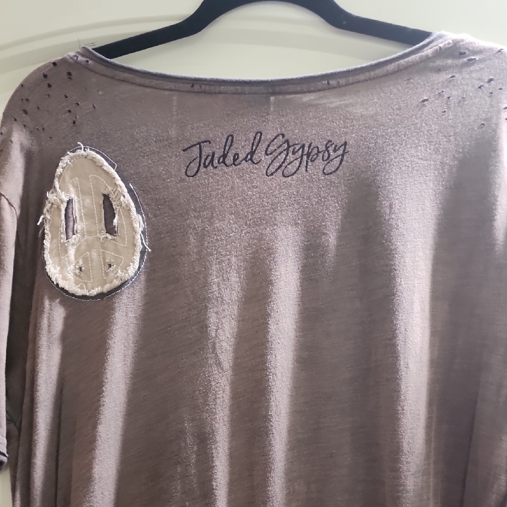 Brown Maxi Dress with Peace Sign Patch - Picture 7 of 9